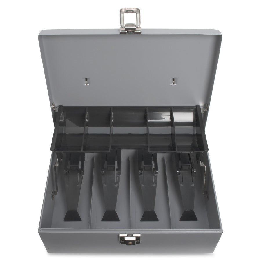 Sparco Controller Cash Box - 5 Coin - Gray - 3.4" Height x 11.4" Width x 7.5" Depth