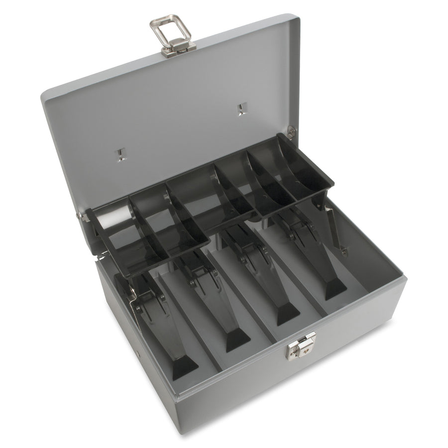 Sparco Controller Cash Box - 5 Coin - Gray - 3.4" Height x 11.4" Width x 7.5" Depth