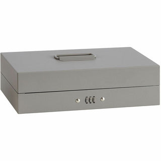 Sparco Steel Combination Lock Steel Cash Box - 6 Coin - Steel - Gray - 3.2" Height x 11.5" Width x 7.8" Depth