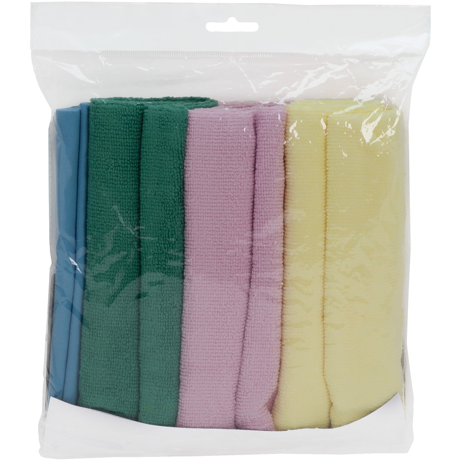 Genuine Joe Color-coded Microfiber Cleaning Cloths - 16" x 16" - Assorted - MicroFiber - Lint-free - For Multipurpose - 4 / Pack - 