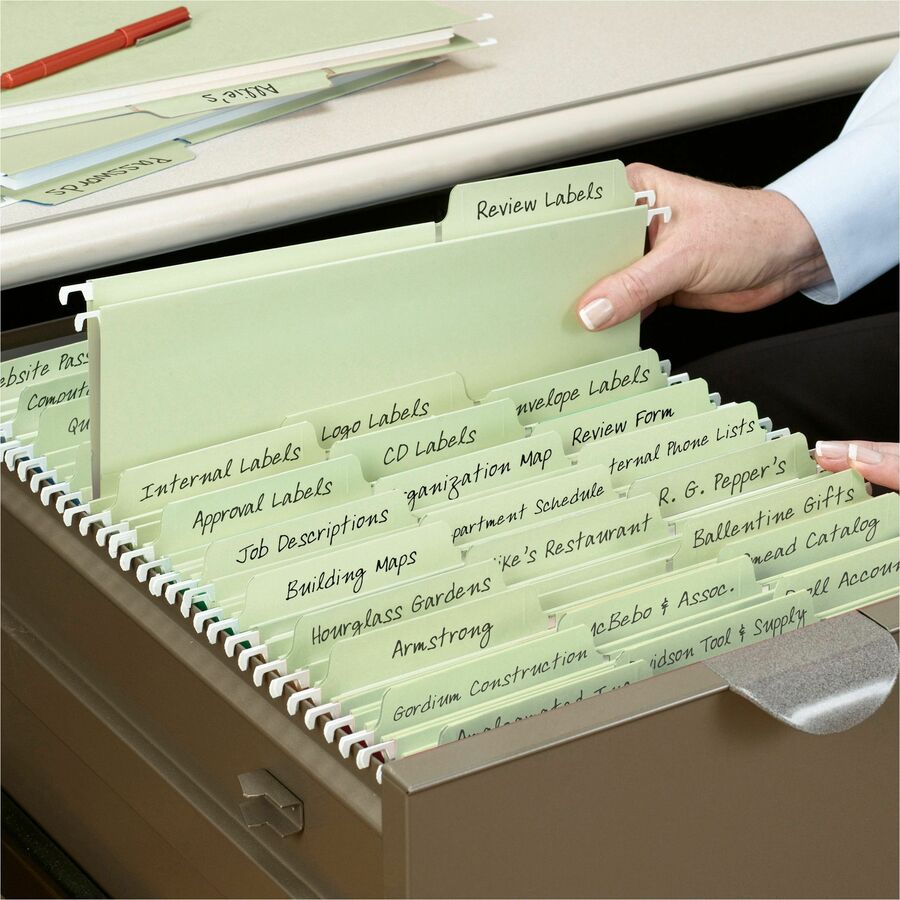 FasTab Hanging Folders, Letter Size, 1/3-Cut Tabs, Moss, 20/Box