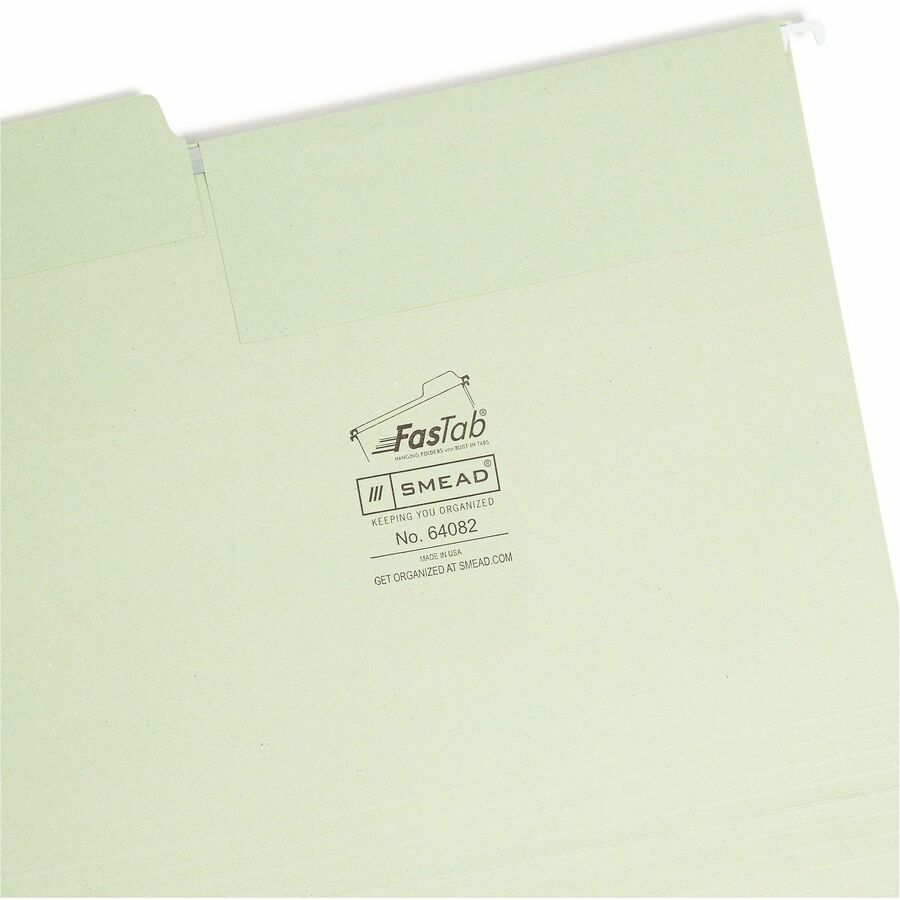 FasTab Hanging Folders, Letter Size, 1/3-Cut Tabs, Moss, 20/Box
