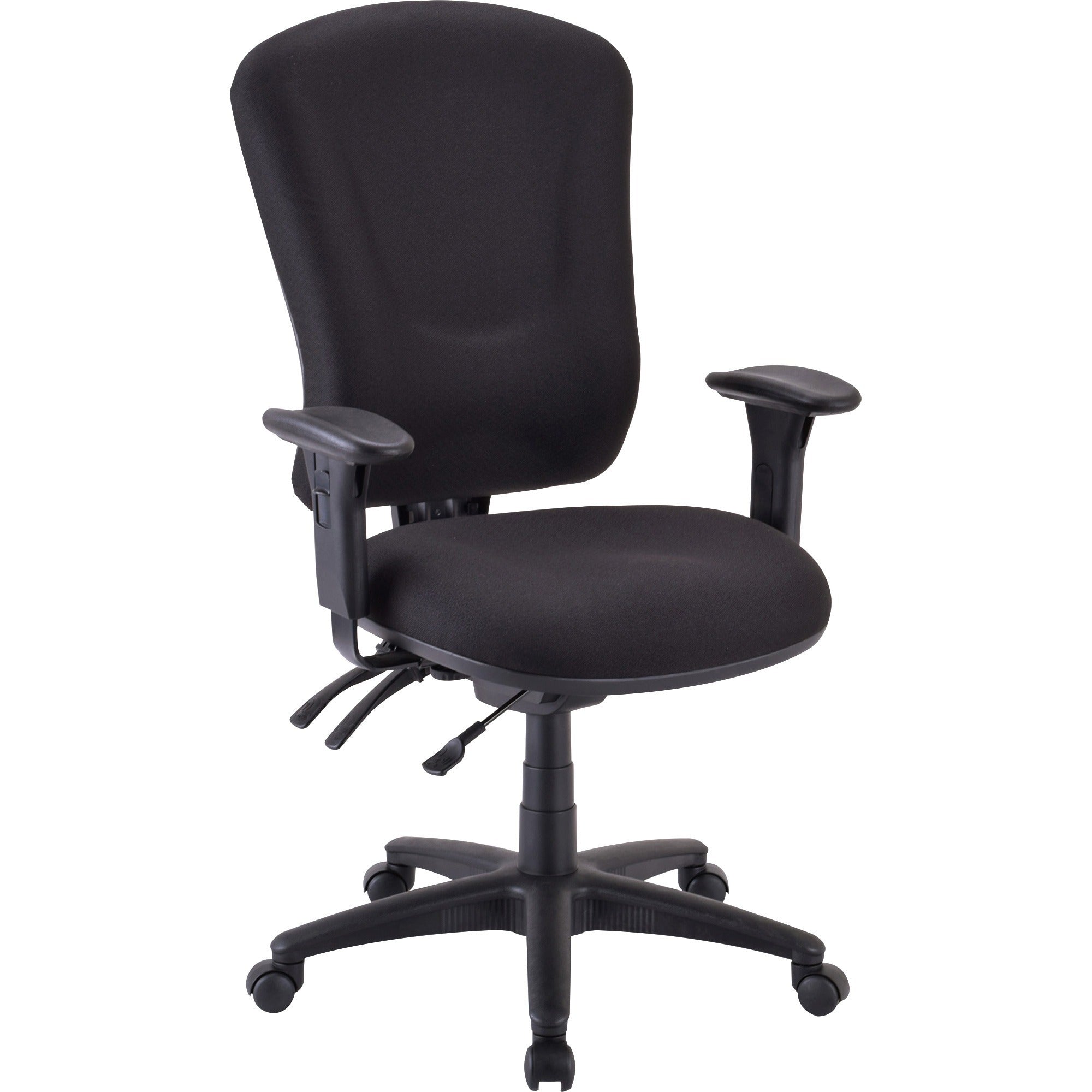 Lorell Contoured Managerial Task Chair - Black Polyester Seat - Black Frame - 1 Each - 