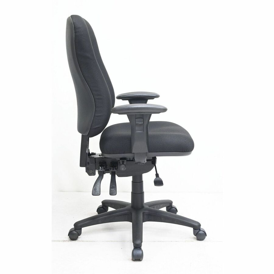 Lorell Contoured Managerial Task Chair - Black Polyester Seat - Black Frame - 1 Each