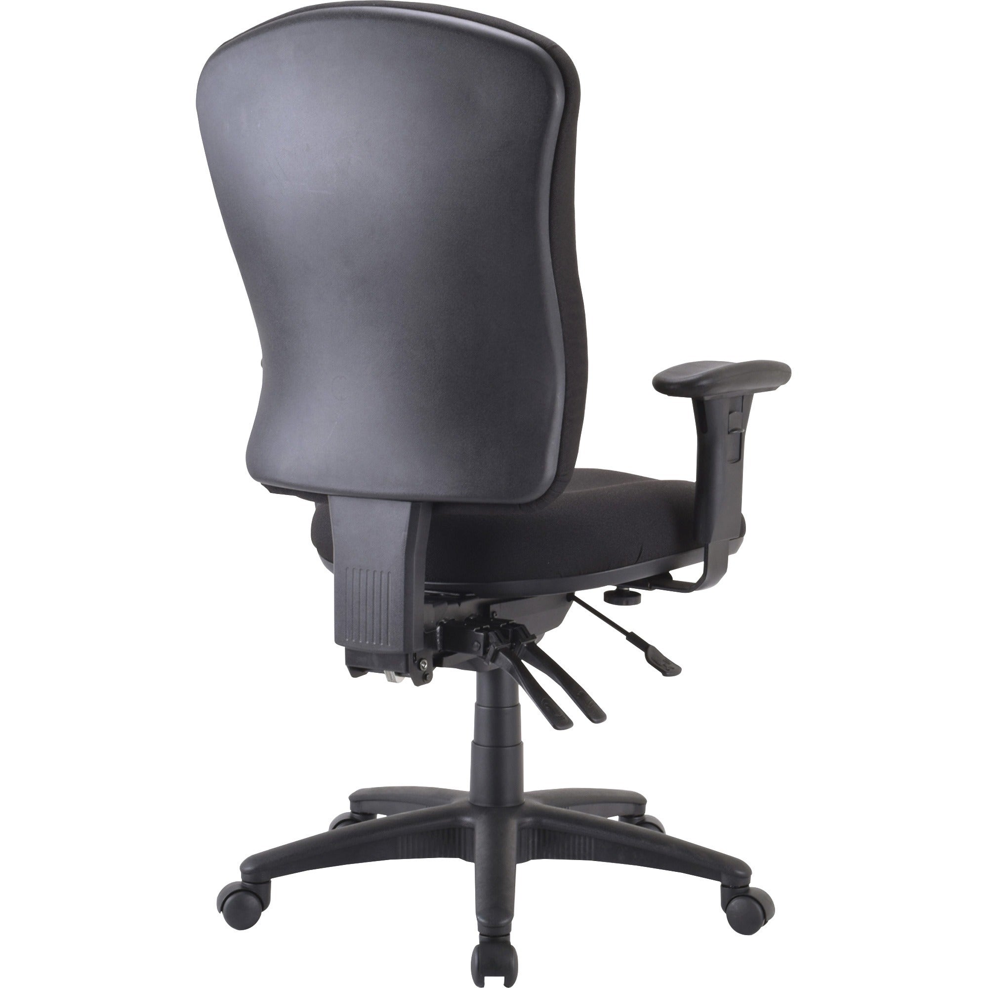 Lorell Contoured Managerial Task Chair - Black Polyester Seat - Black Frame - 1 Each - 