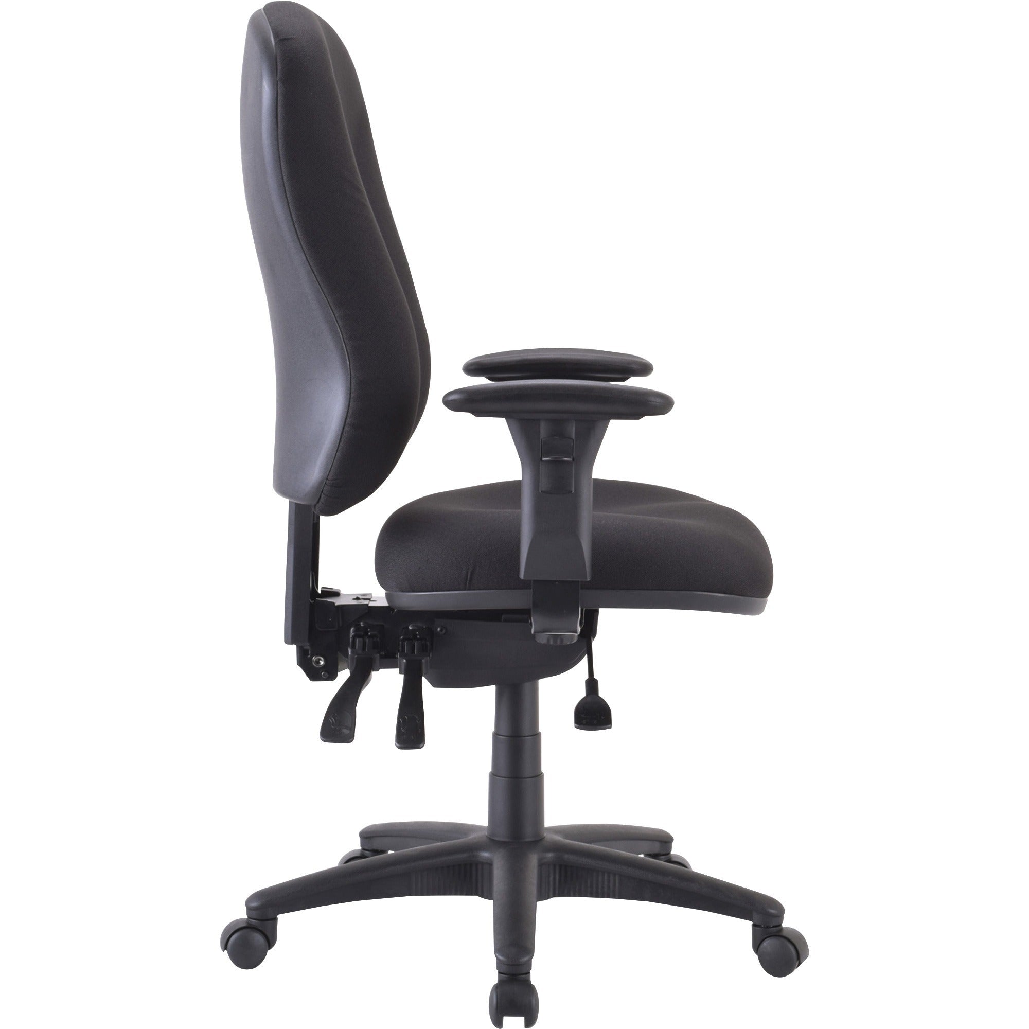 Lorell Contoured Managerial Task Chair - Black Polyester Seat - Black Frame - 1 Each - 