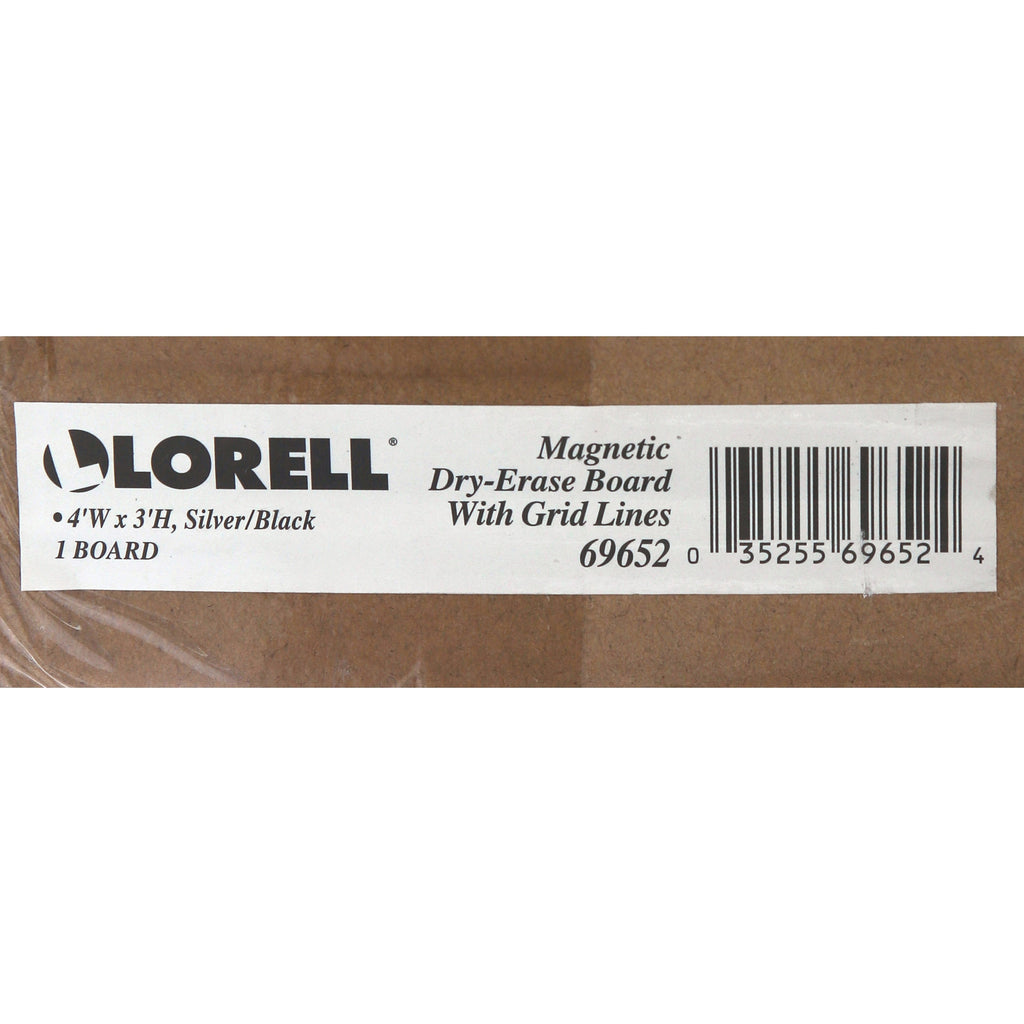 Lorell Signature Series Magnetic Dry-erase Markerboard - 48" (4 ft) Width x 36" (3 ft) Height - Porcelain Surface - Silver, Ebony Frame - Magnetic - Grid Pattern - 1 Each - 