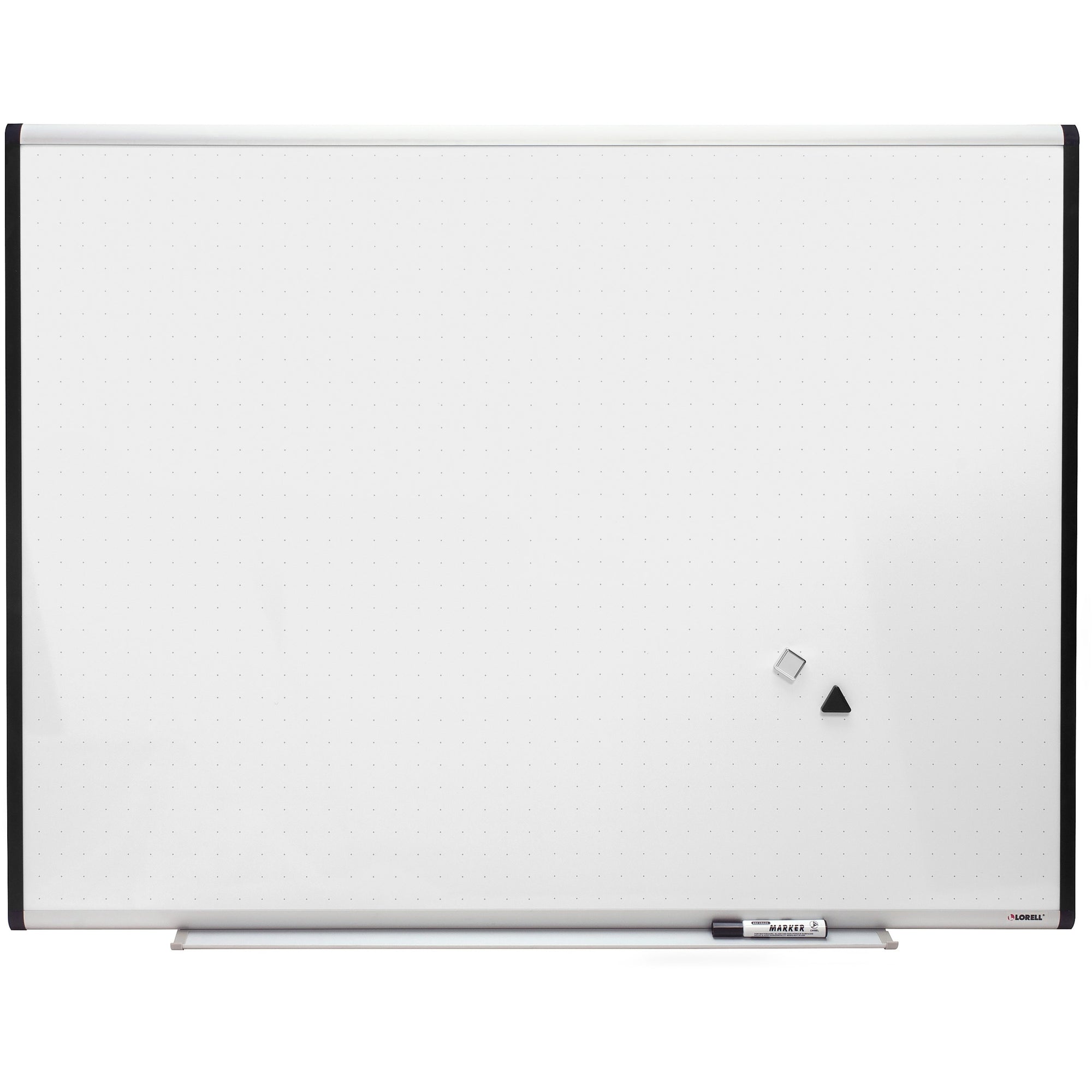 Lorell Signature Series Magnetic Dry-erase Markerboard - 48" (4 ft) Width x 36" (3 ft) Height - Porcelain Surface - Silver, Ebony Frame - Magnetic - Grid Pattern - 1 Each - 