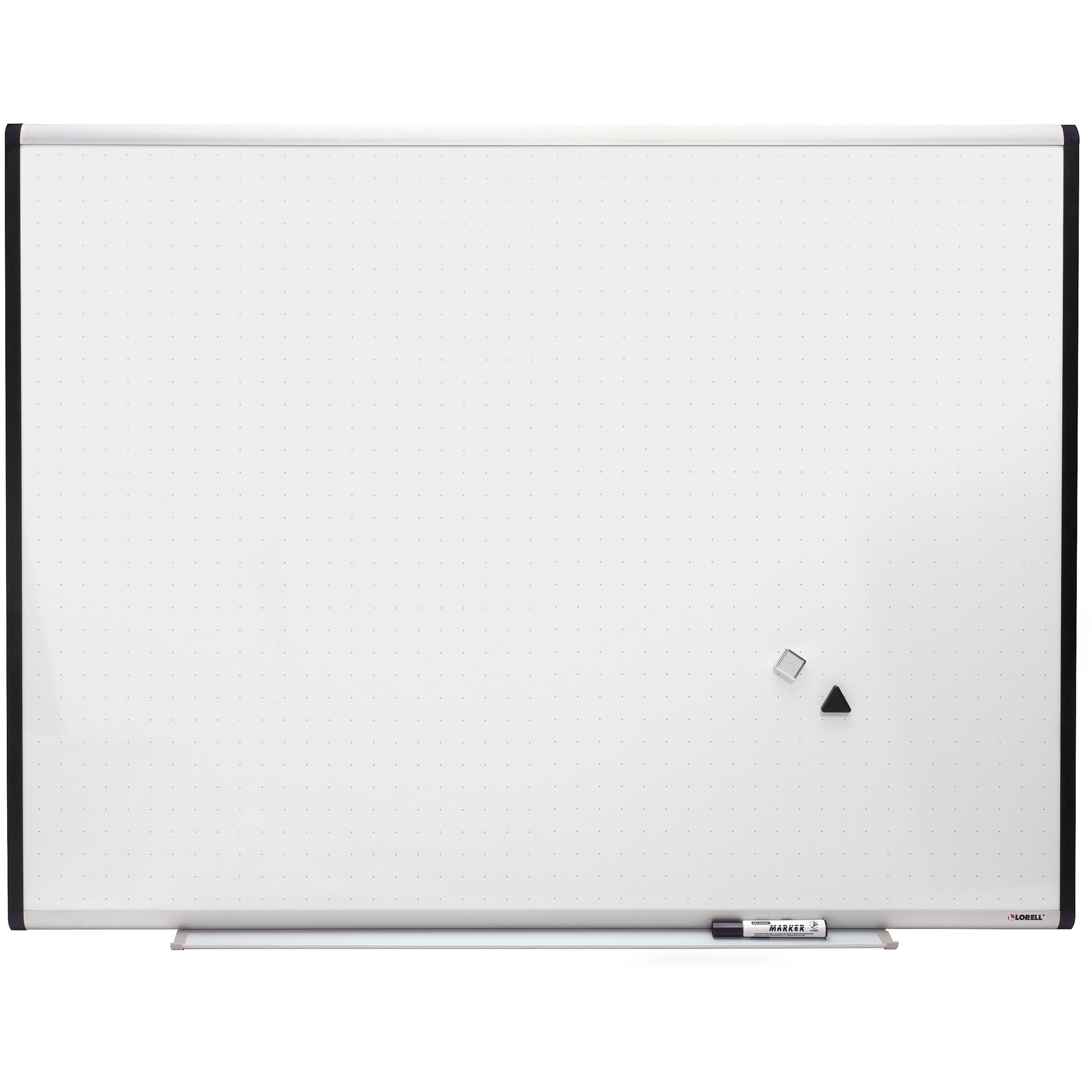 Lorell Signature Series Magnetic Dry-erase Markerboard - 48" (4 ft) Width x 36" (3 ft) Height - Porcelain Surface - Silver, Ebony Frame - Magnetic - Grid Pattern - 1 Each - 