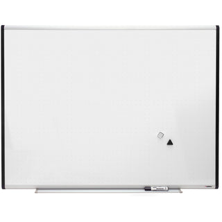 Lorell Signature Series Magnetic Dry-erase Markerboard - 48" (4 ft) Width x 36" (3 ft) Height - Porcelain Surface - Silver, Ebony Frame - Magnetic - Grid Pattern - 1 Each - 