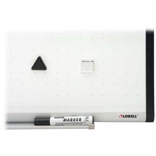 Lorell Signature Series Magnetic Dry-erase Markerboard - 48" (4 ft) Width x 36" (3 ft) Height - Porcelain Surface - Silver, Ebony Frame - Magnetic - Grid Pattern - 1 Each - 
