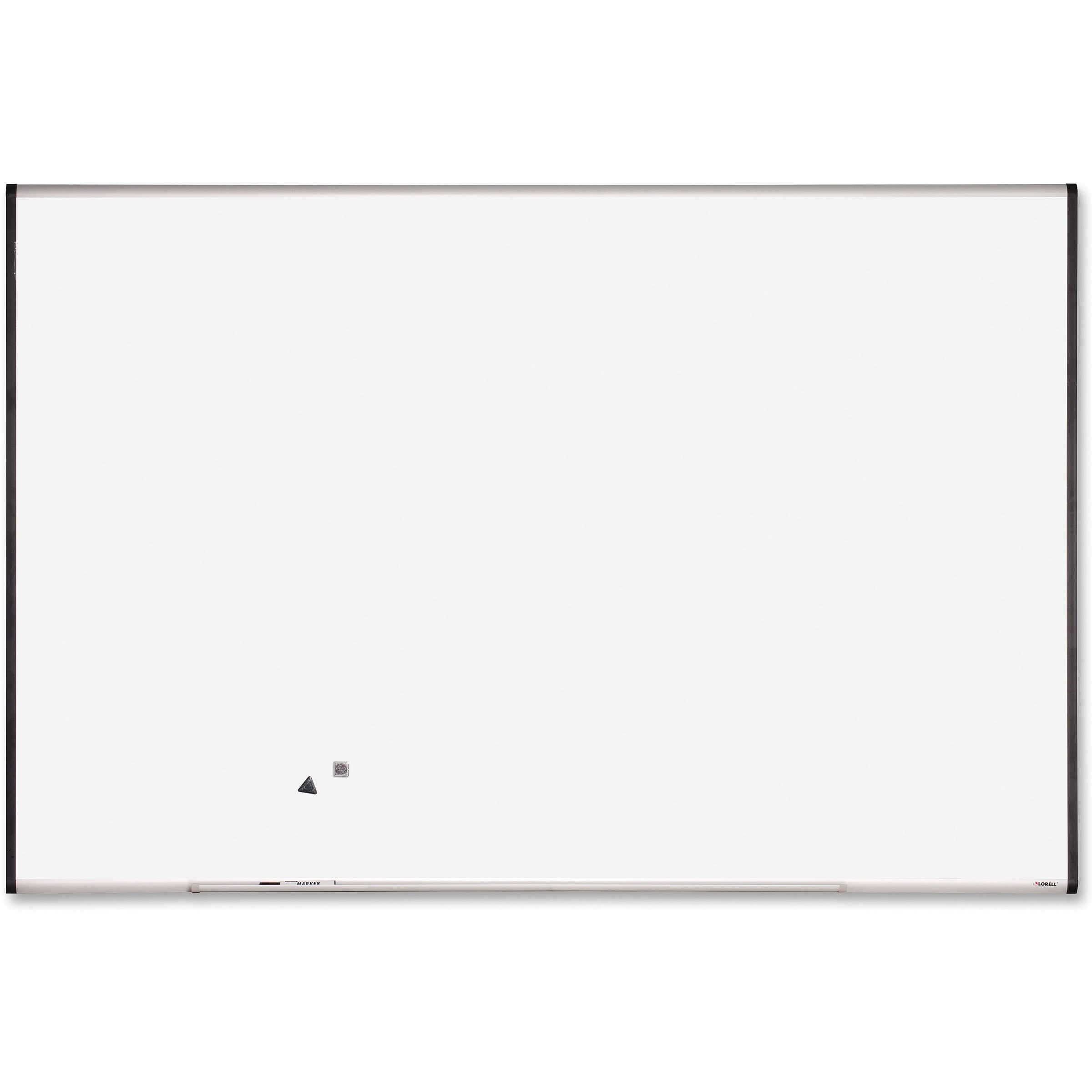 Lorell Signature Series Magnetic Dry-erase Markerboard - 72" (6 ft) Width x 48" (4 ft) Height - Coated Steel Surface - Silver, Ebony Frame - Magnetic - 1 Each - 