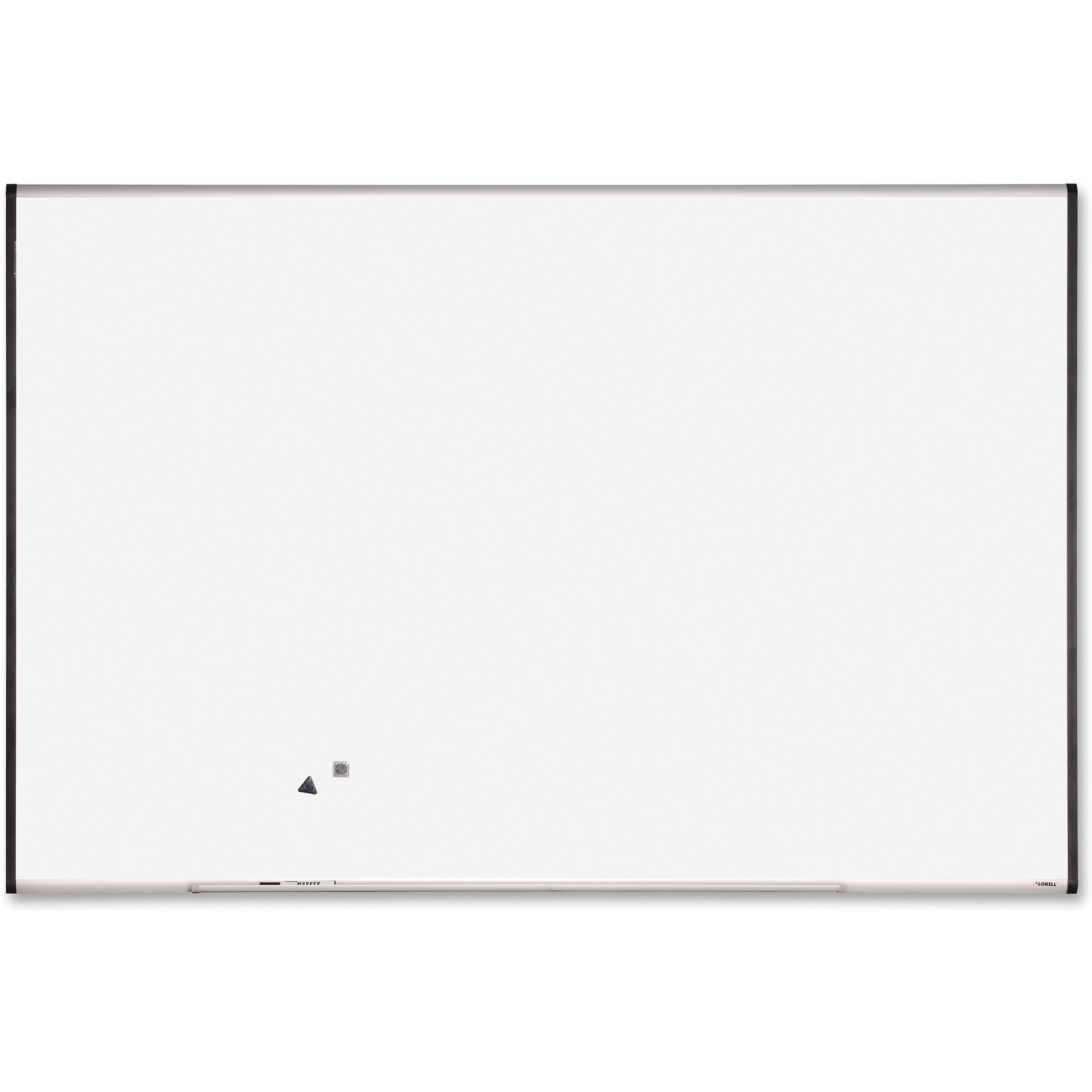 Lorell Signature Series Magnetic Dry-erase Markerboard - 72" (6 ft) Width x 48" (4 ft) Height - Coated Steel Surface - Silver, Ebony Frame - Magnetic - 1 Each - 