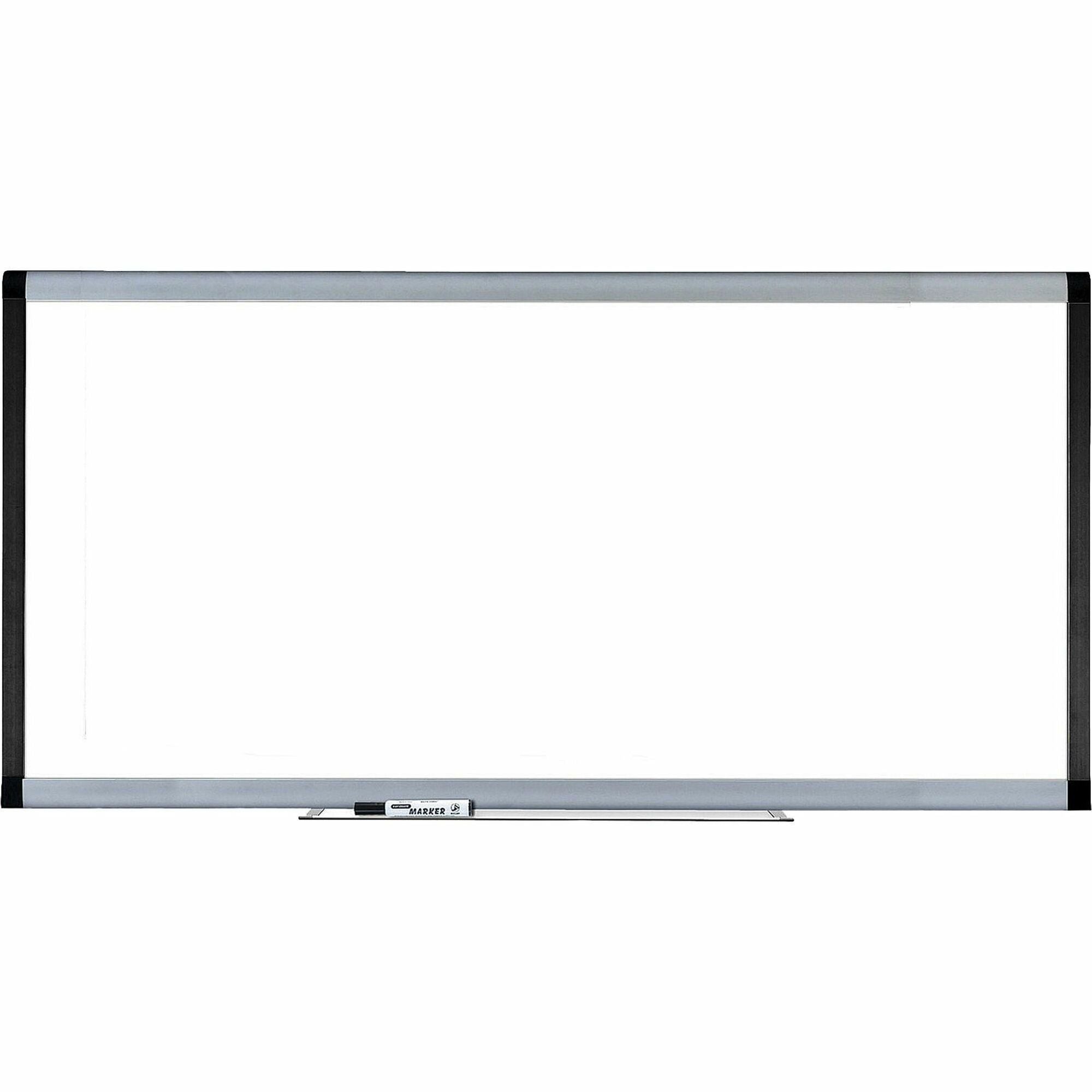 Lorell Signature Series Magnetic Dry-erase Markerboard - 96" (8 ft) Width x 48" (4 ft) Height - Coated Steel Surface - Silver, Ebony Frame - Magnetic - 1 Each - 