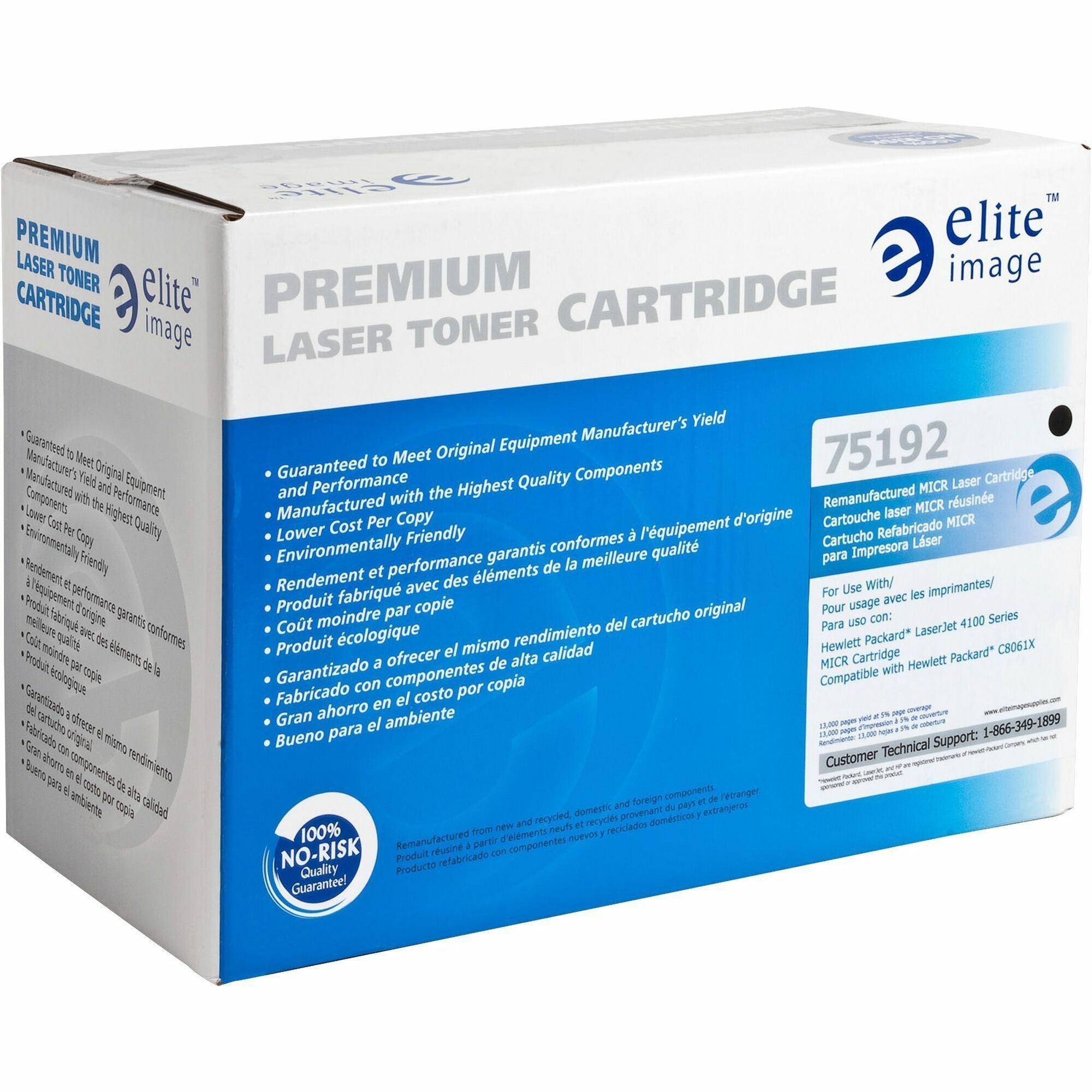 Elite Image Remanufactured MICR Toner Cartridge - Alternative for HP 61X (C8061X) - Laser - 10000 Pages - Black - 1 Each - 