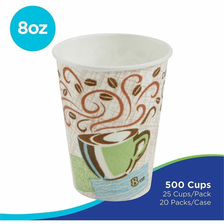 Dixie PerfecTouch 8 oz Insulated Paper Hot Coffee Cups by GP Pro - 25 / Pack - 20 / Carton - Paper - Hot Drink, Coffee