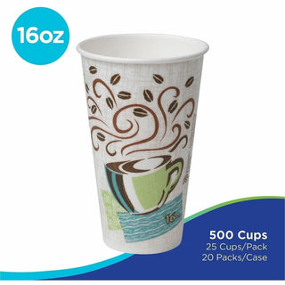 Dixie PerfecTouch 16 oz Insulated Paper Hot Coffee Cups by GP Pro - 25 / Pack - 20 / Carton - Coffee Haze - Paper - Hot Drink, Coffee