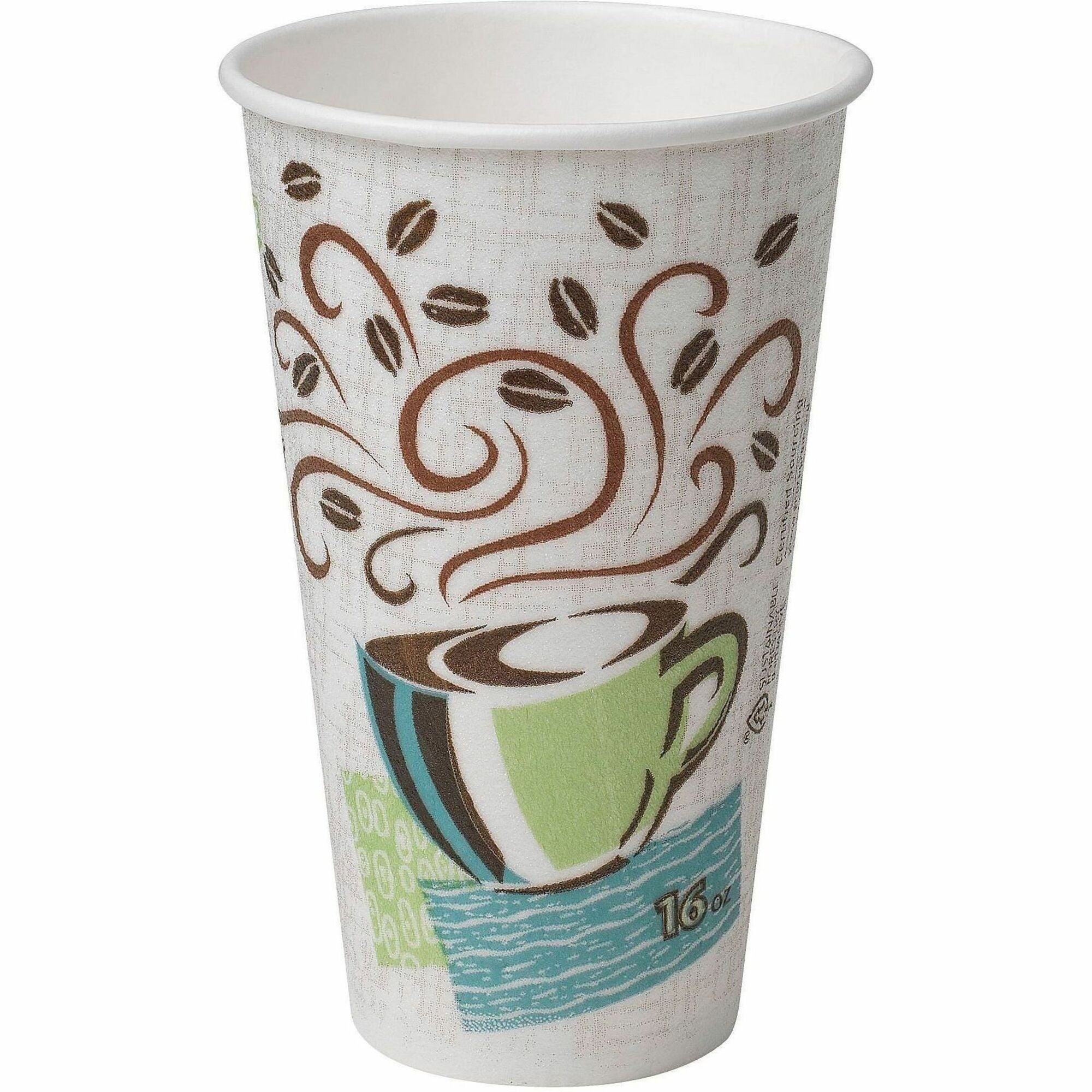 Dixie PerfecTouch 16 oz Insulated Paper Hot Coffee Cups by GP Pro - 25 / Pack - 20 / Carton - Coffee Haze - Paper - Hot Drink, Coffee