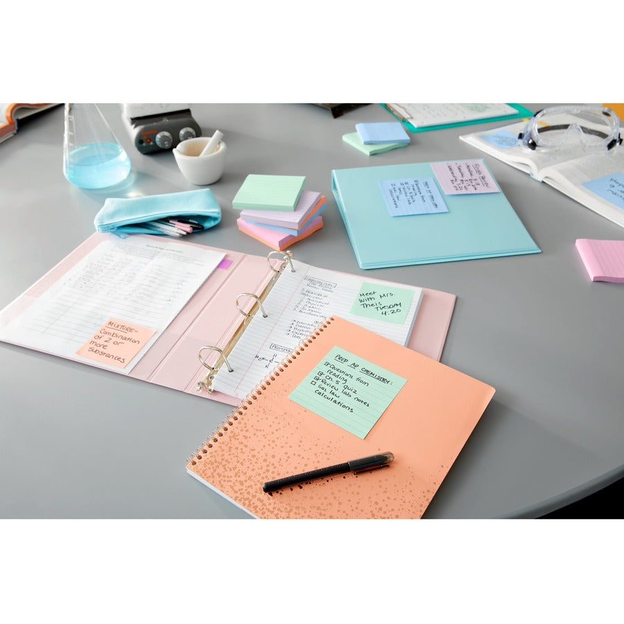 Recycled Notes in Wanderlust Pastels Collection Colors, 3" x 3", 90 Sheets/Pad, 12 Pads/Pack