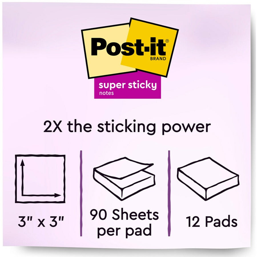 Recycled Notes in Wanderlust Pastels Collection Colors, 3" x 3", 90 Sheets/Pad, 12 Pads/Pack