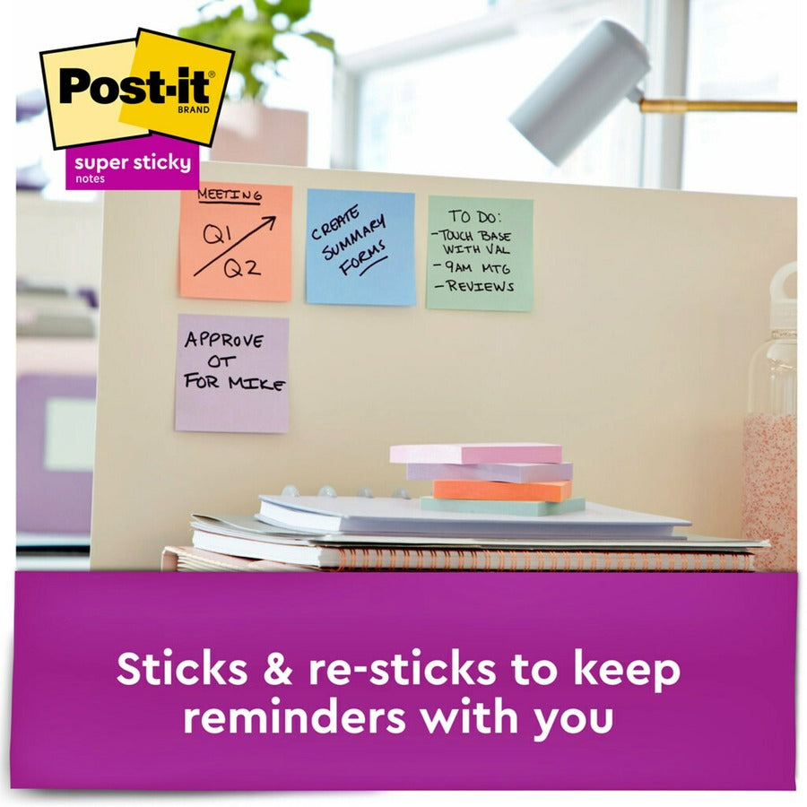 Recycled Notes in Wanderlust Pastels Collection Colors, 3" x 3", 90 Sheets/Pad, 12 Pads/Pack