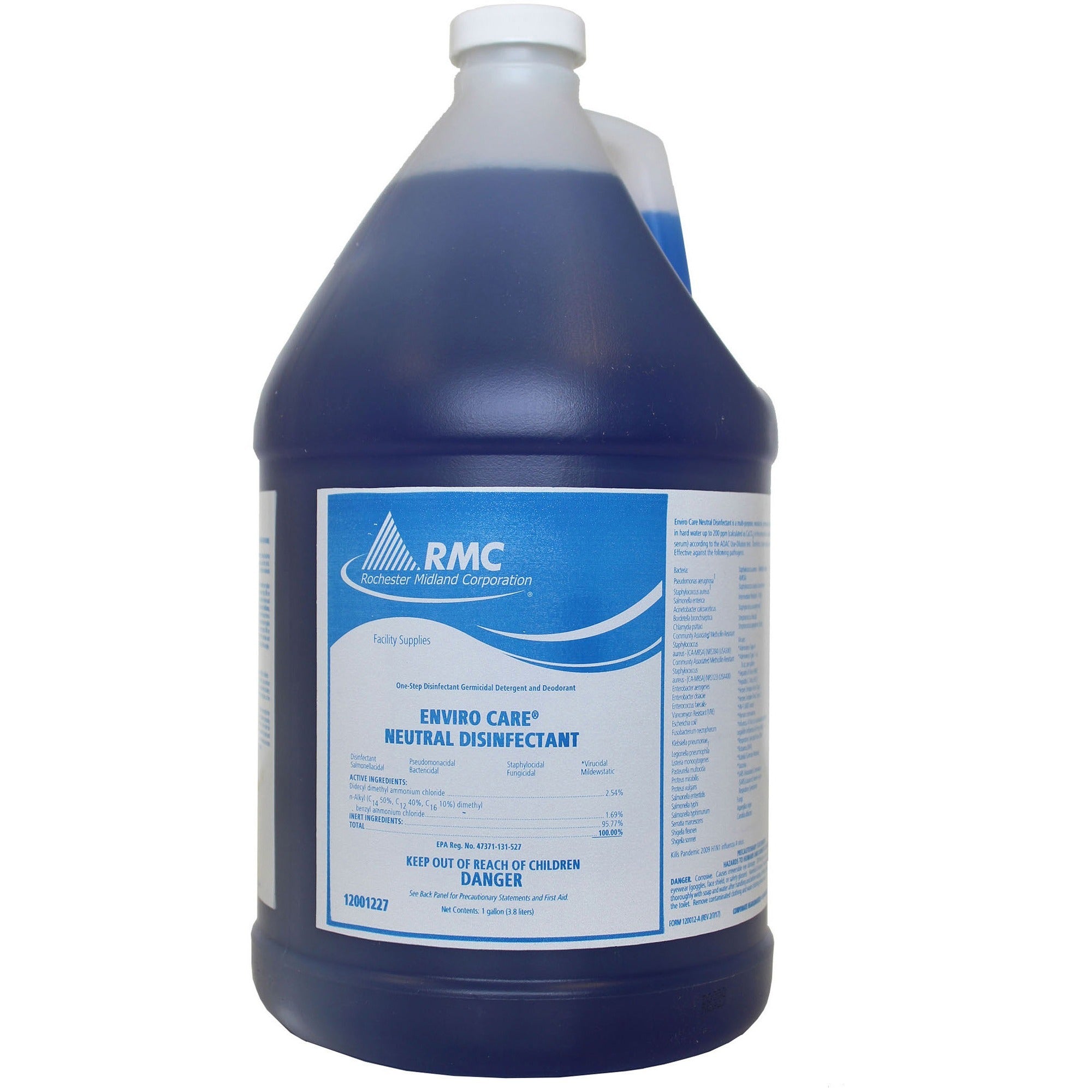 RMC Enviro Care Neutral Disinfectant - Concentrate - 128 fl oz (4 quart) - 1 Each - pH Neutral - Blue - 
