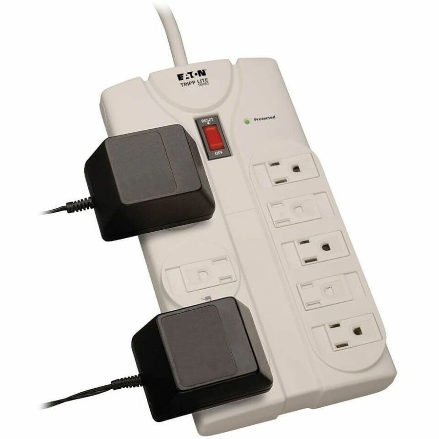 Protect It! Surge Protector, 8 AC Outlets, 25 ft Cord, 1,440 J, Light Gray