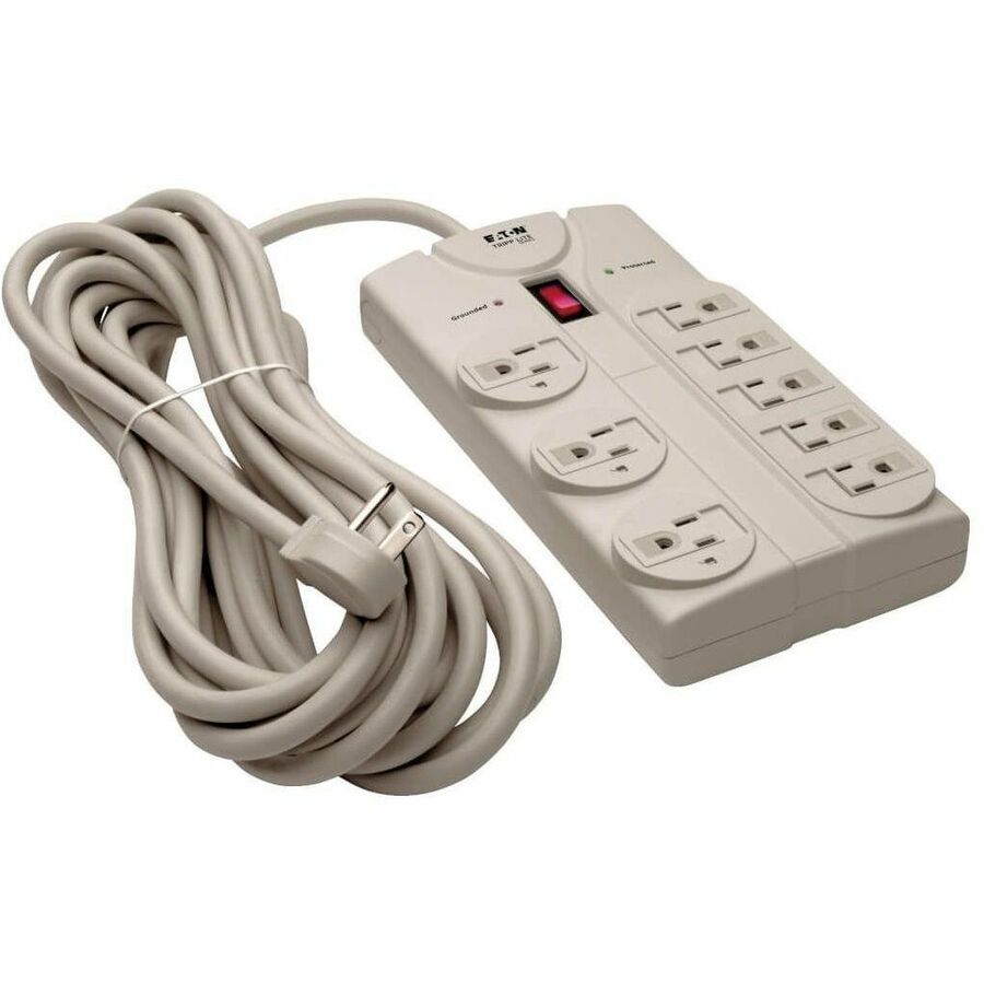 Protect It! Surge Protector, 8 AC Outlets, 25 ft Cord, 1,440 J, Light Gray