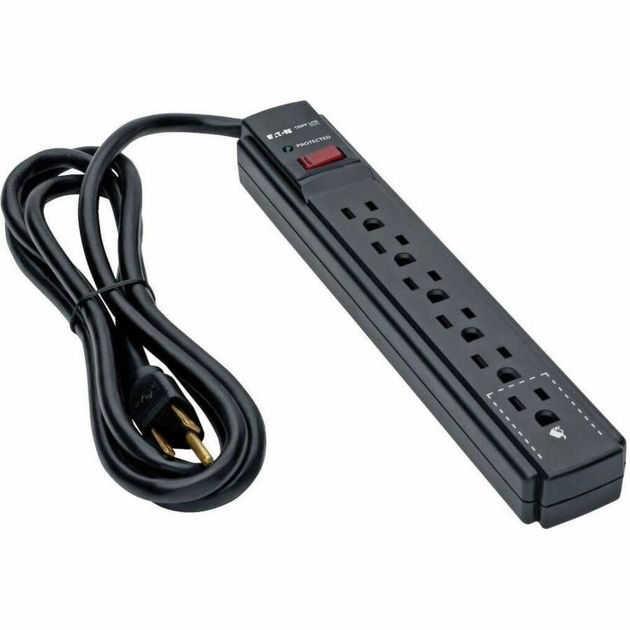 Protect It! Surge Protector, 6 AC Outlets, 6 ft Cord, 790 J, Black