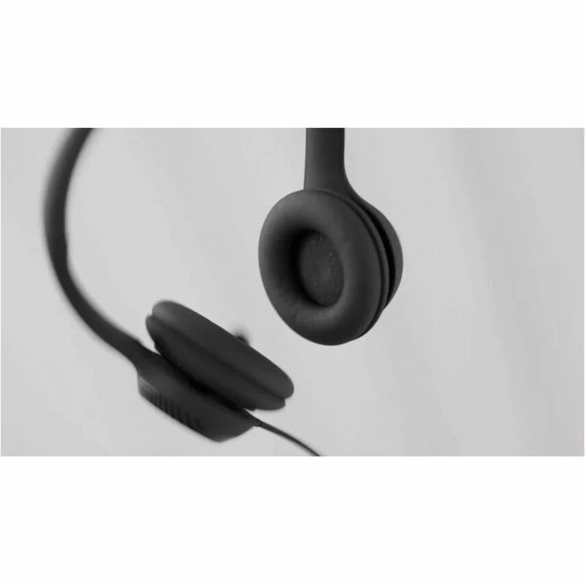 H390 Binaural Over The Head USB Headset with Noise-Canceling Microphone, Black