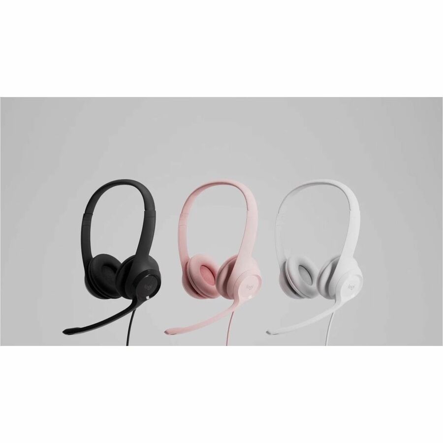 H390 Binaural Over The Head USB Headset with Noise-Canceling Microphone, Black