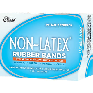 Alliance Rubber 42199 Non-Latex Rubber Bands with Antimicrobial Protection - Size #19 - 1/4 lb. box contains approx. 360 bands - 3 1/2" x 1/16" - Cyan blue