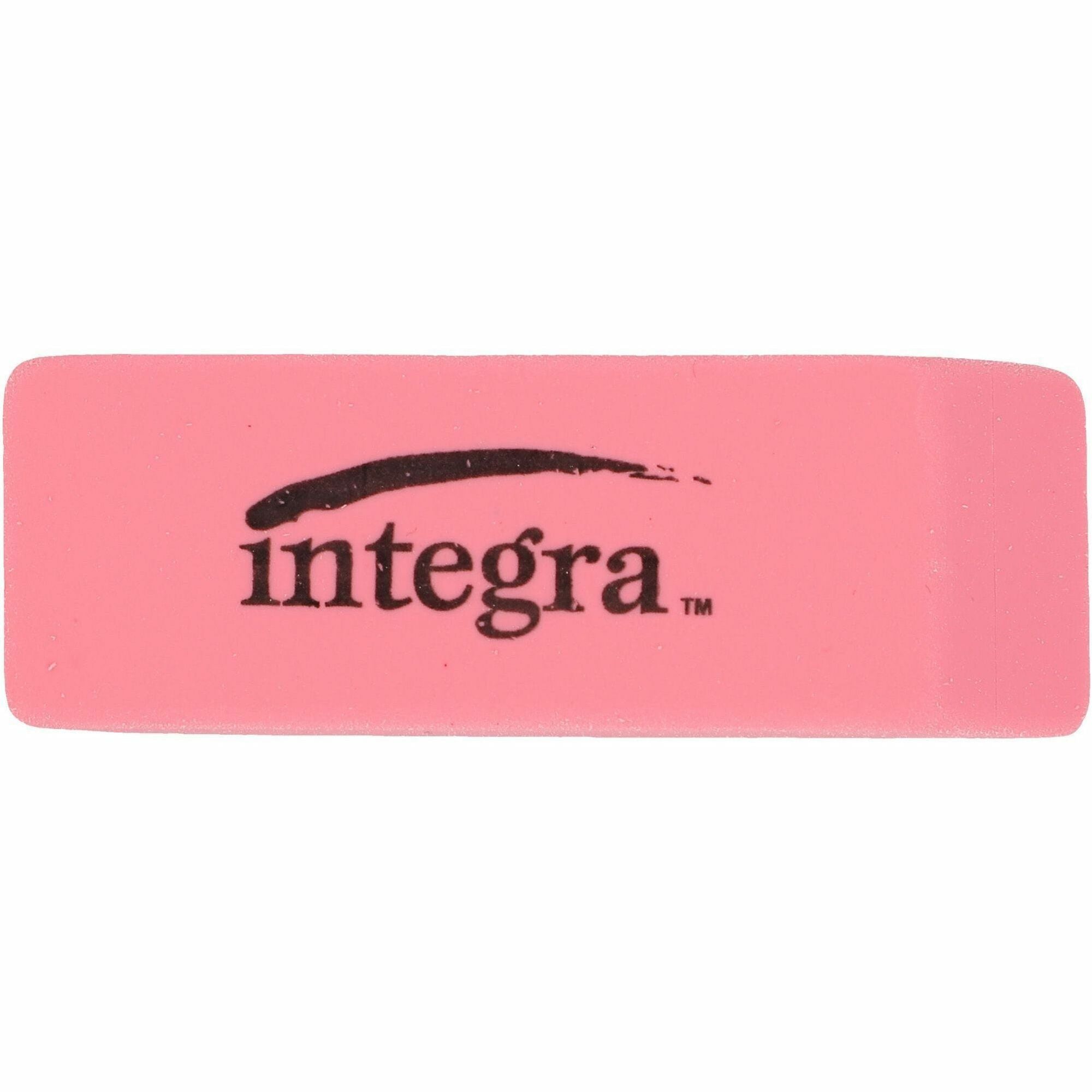 Integra Pink Pencil Eraser - Pink - 2" Width x 0.8" Height x 0.4" Depth x - 1 Each - Soft, Pliable, Latex-free