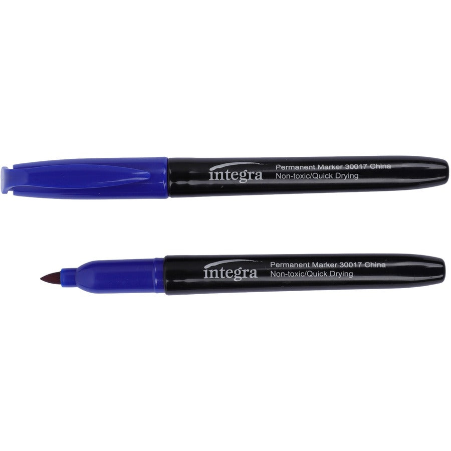 Integra Permanent Fine Point Markers - Fine Marker Point - Blue - 1 Dozen - 