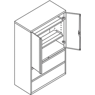 HON 800 Series Wide Lateral File with Storage Cabinet - 2-Drawer - 42" x 19.3" x 67" - 2 x Shelf(ves) - 2 x Drawer(s) for File - 2 x Side Open Door(s) - Legal, Letter - Lateral - Security Lock - Black - Steel - Recycled - 
