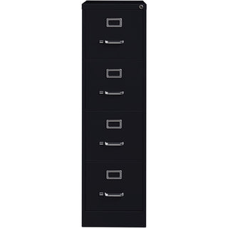Lorell Fortress Series 26-1/2" Commercial-Grade Vertical File Cabinet - 15" x 26.5" x 52" - 4 x Drawer(s) for File - Letter - Vertical - Security Lock, Ball-bearing Suspension, Heavy Duty - Black - Steel - Recycled
