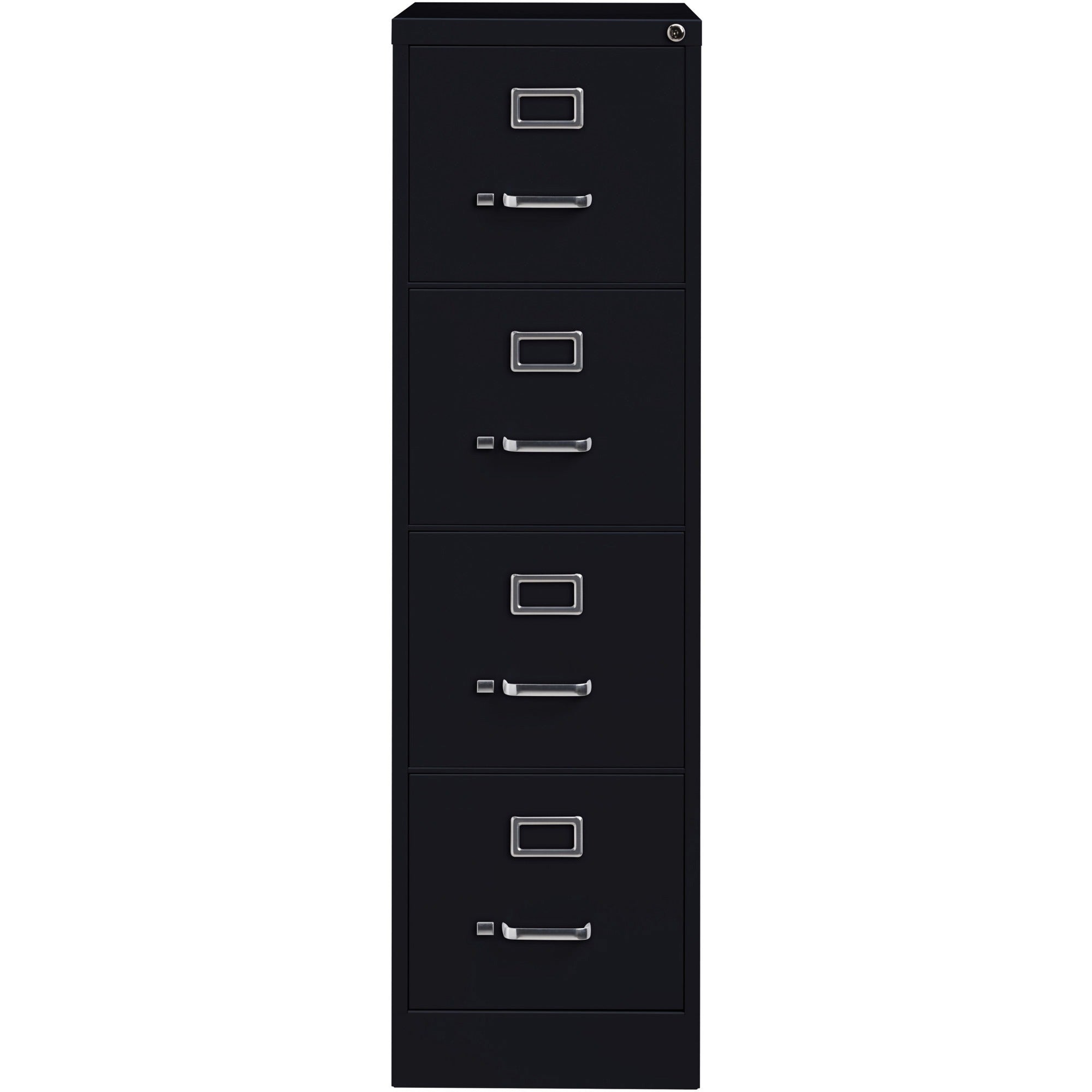 Lorell Fortress Series 26-1/2" Commercial-Grade Vertical File Cabinet - 15" x 26.5" x 52" - 4 x Drawer(s) for File - Letter - Vertical - Security Lock, Ball-bearing Suspension, Heavy Duty - Black - Steel - Recycled - 