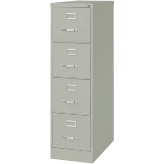 Lorell Fortress Series 26-1/2" Commercial-Grade Vertical File Cabinet - 15" x 26.5" x 52" - 4 x Drawer(s) for File - Letter - Vertical - Security Lock, Ball-bearing Suspension, Heavy Duty - Light Gray - Steel - Recycled