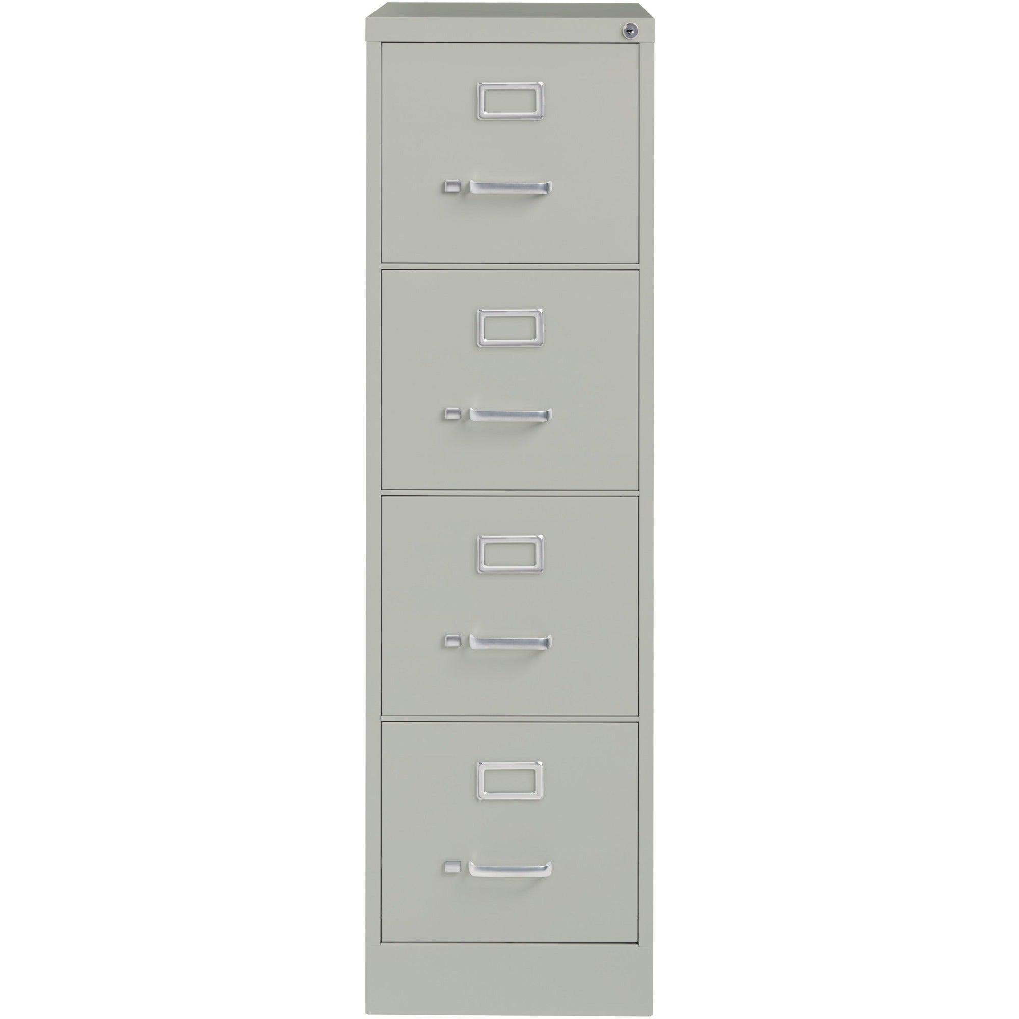 Lorell Fortress Series 26-1/2" Commercial-Grade Vertical File Cabinet - 15" x 26.5" x 52" - 4 x Drawer(s) for File - Letter - Vertical - Security Lock, Ball-bearing Suspension, Heavy Duty - Light Gray - Steel - Recycled - 