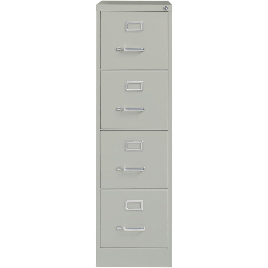 Lorell Fortress Series 26-1/2" Commercial-Grade Vertical File Cabinet - 15" x 26.5" x 52" - 4 x Drawer(s) for File - Letter - Vertical - Security Lock, Ball-bearing Suspension, Heavy Duty - Light Gray - Steel - Recycled