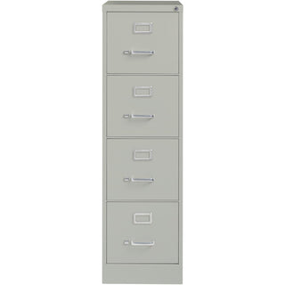Lorell Fortress Series 26-1/2" Commercial-Grade Vertical File Cabinet - 15" x 26.5" x 52" - 4 x Drawer(s) for File - Letter - Vertical - Security Lock, Ball-bearing Suspension, Heavy Duty - Light Gray - Steel - Recycled