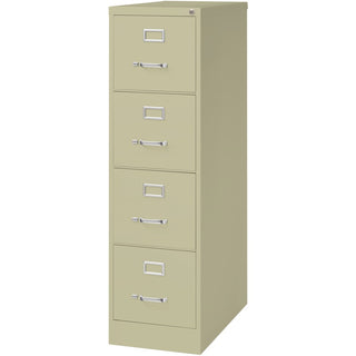 Lorell Fortress Series 26-1/2" Commercial-Grade Vertical File Cabinet - 15" x 26.5" x 52" - 4 x Drawer(s) for File - Letter - Vertical - Security Lock, Ball-bearing Suspension, Heavy Duty - Putty - Steel - Recycled