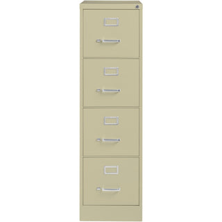 Lorell Fortress Series 26-1/2" Commercial-Grade Vertical File Cabinet - 15" x 26.5" x 52" - 4 x Drawer(s) for File - Letter - Vertical - Security Lock, Ball-bearing Suspension, Heavy Duty - Putty - Steel - Recycled