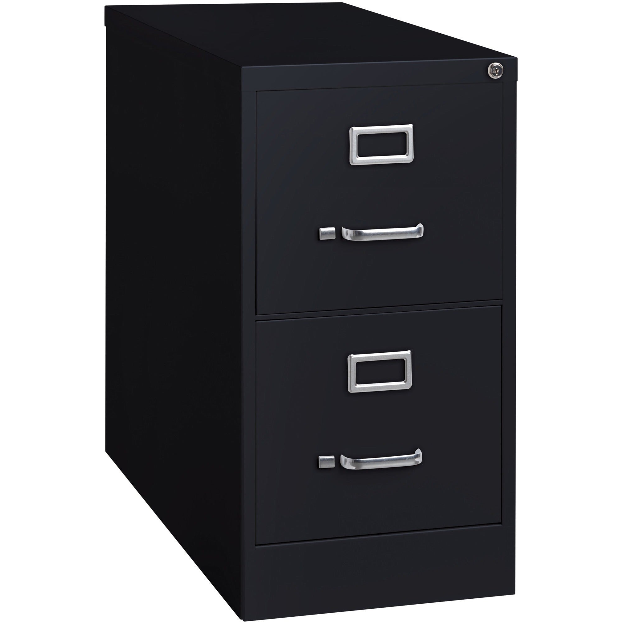Lorell Fortress Series 26-1/2" Commercial-Grade Vertical File Cabinet - 15" x 26.5" x 28.4" - 2 x Drawer(s) for File - Letter - Vertical - Security Lock, Ball-bearing Suspension, Heavy Duty - Black - Steel - Recycled - 