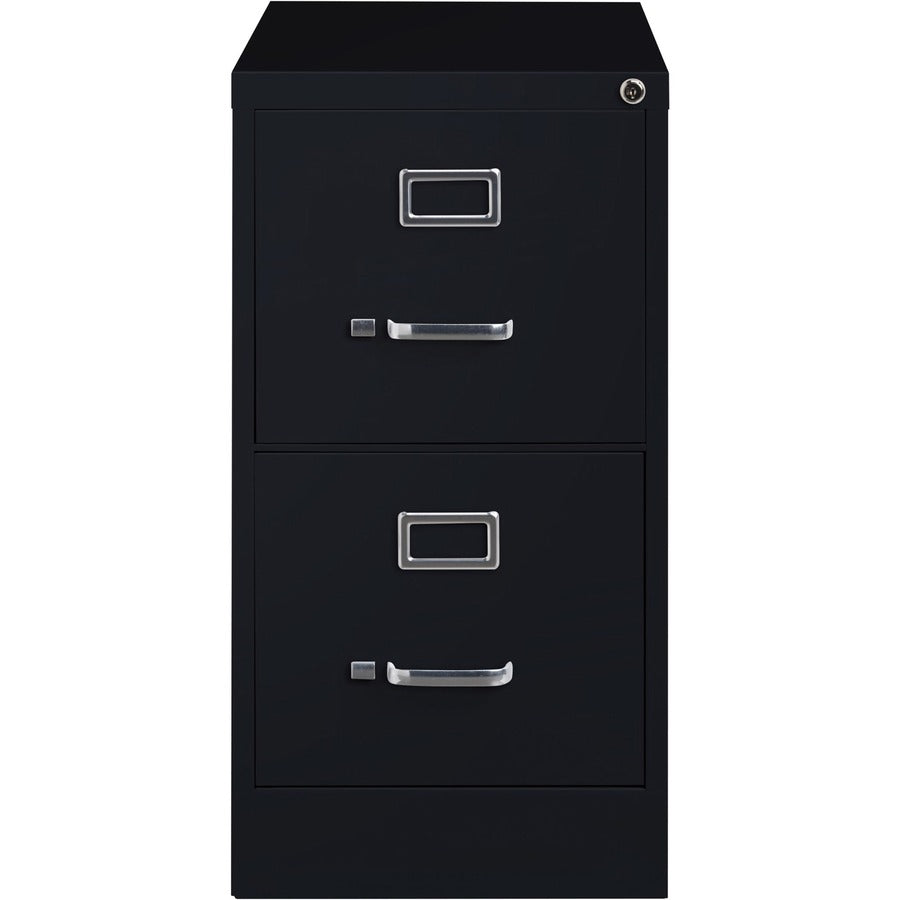 Lorell Fortress Series 26-1/2" Commercial-Grade Vertical File Cabinet - 15" x 26.5" x 28.4" - 2 x Drawer(s) for File - Letter - Vertical - Security Lock, Ball-bearing Suspension, Heavy Duty - Black - Steel - Recycled