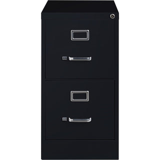 Lorell Fortress Series 26-1/2" Commercial-Grade Vertical File Cabinet - 15" x 26.5" x 28.4" - 2 x Drawer(s) for File - Letter - Vertical - Security Lock, Ball-bearing Suspension, Heavy Duty - Black - Steel - Recycled