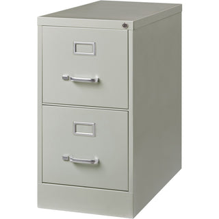 Lorell Fortress Series 26-1/2" Commercial-Grade Vertical File Cabinet - 15" x 26.5" x 28.4" - 2 x Drawer(s) for File - Letter - Vertical - Security Lock, Ball-bearing Suspension, Heavy Duty - Light Gray - Steel - Recycled