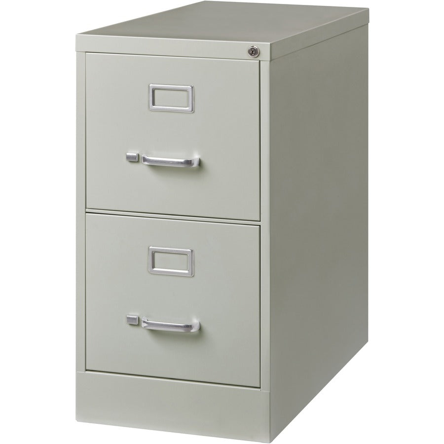 Lorell Fortress Series 26-1/2" Commercial-Grade Vertical File Cabinet - 15" x 26.5" x 28.4" - 2 x Drawer(s) for File - Letter - Vertical - Security Lock, Ball-bearing Suspension, Heavy Duty - Light Gray - Steel - Recycled