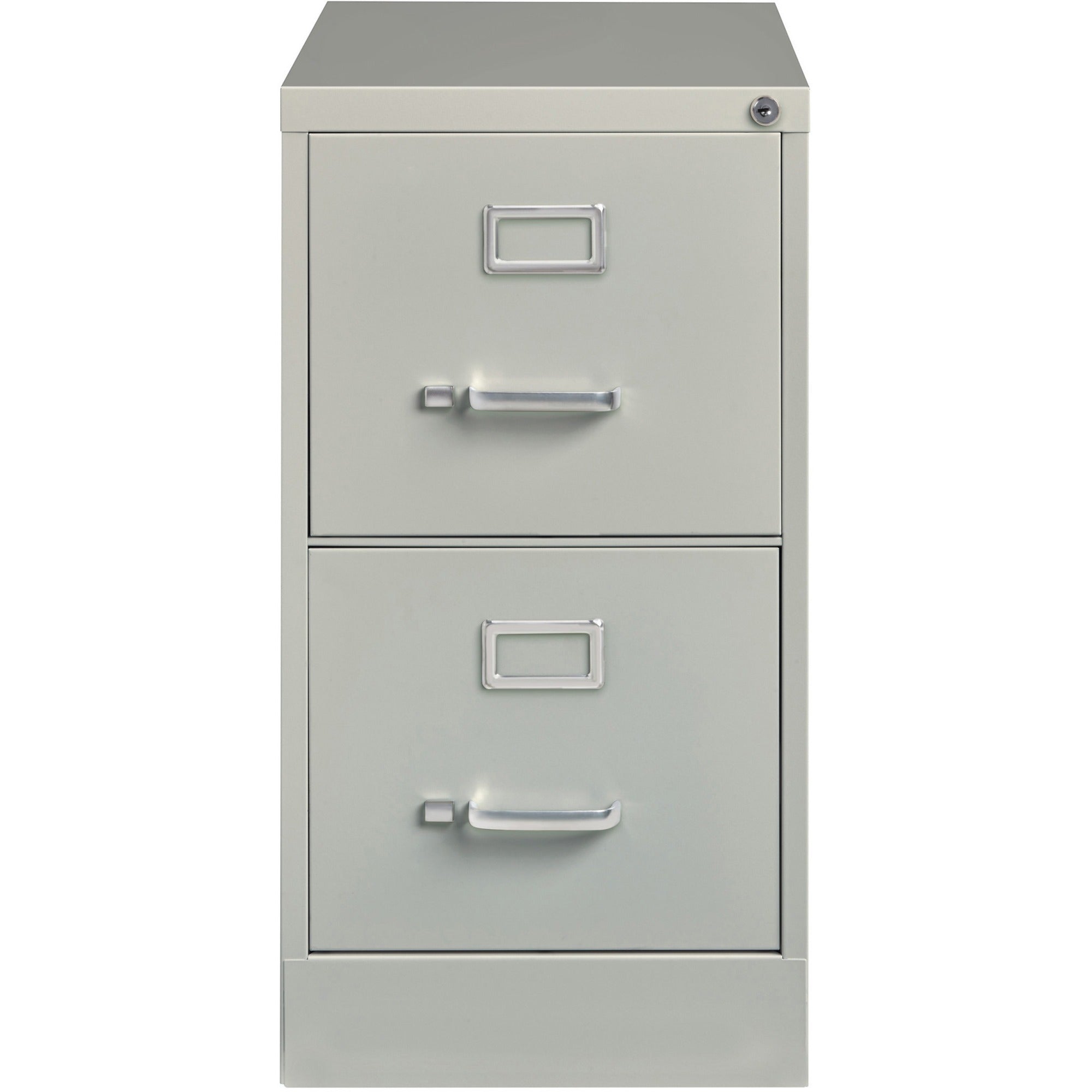 Lorell Fortress Series 26-1/2" Commercial-Grade Vertical File Cabinet - 15" x 26.5" x 28.4" - 2 x Drawer(s) for File - Letter - Vertical - Security Lock, Ball-bearing Suspension, Heavy Duty - Light Gray - Steel - Recycled - 