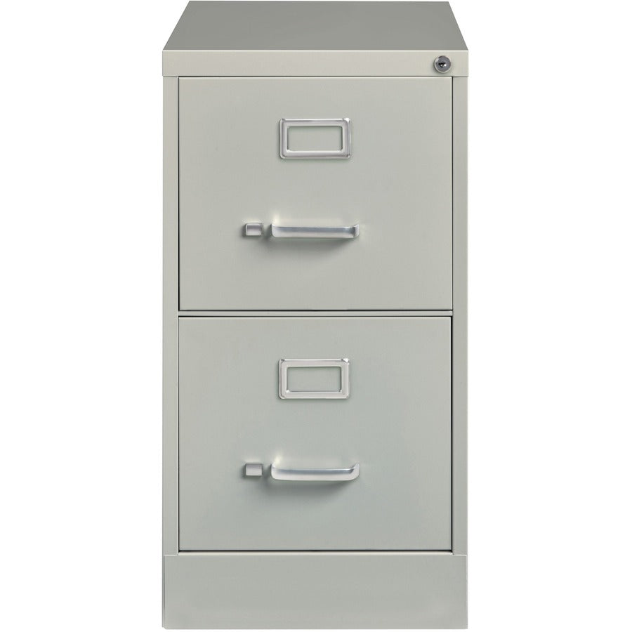 Lorell Fortress Series 26-1/2" Commercial-Grade Vertical File Cabinet - 15" x 26.5" x 28.4" - 2 x Drawer(s) for File - Letter - Vertical - Security Lock, Ball-bearing Suspension, Heavy Duty - Light Gray - Steel - Recycled